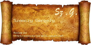 Szenczy Gergely névjegykártya